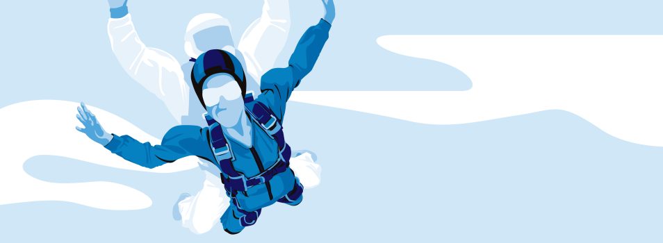 A PBC Foundation fundraiser doing a skydive to raise money