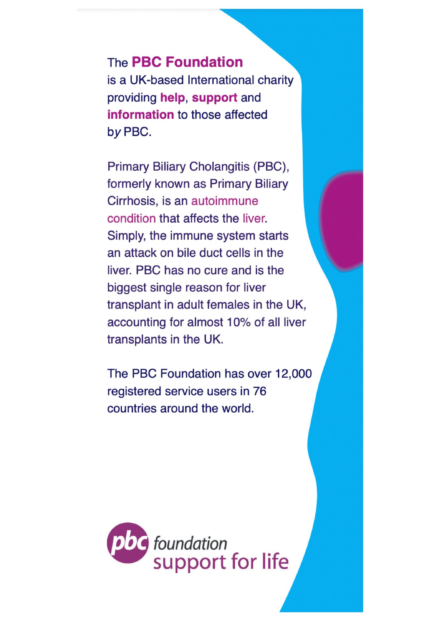 Cover of the PBC Foundation general Information Leaflet