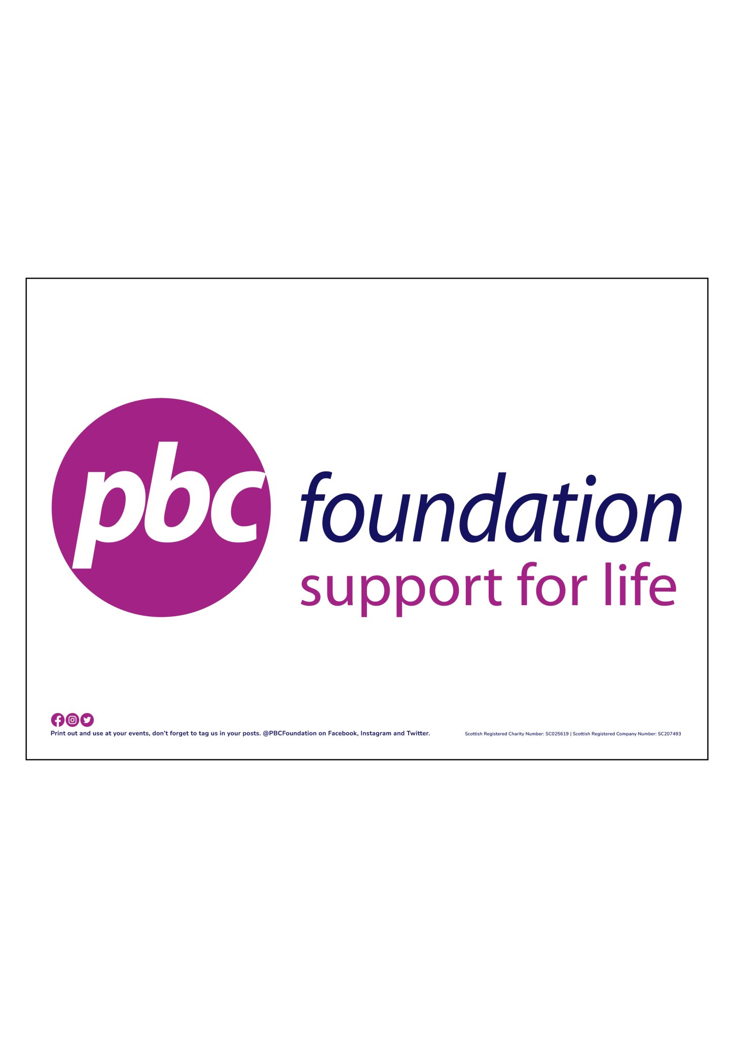 A landscape poster that includes the PBC Foundation logo to use at events